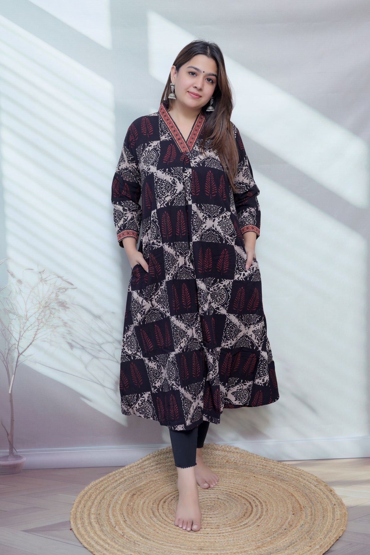 Diya Ajarakh V neck A Line Cotton Kurti/One Piece