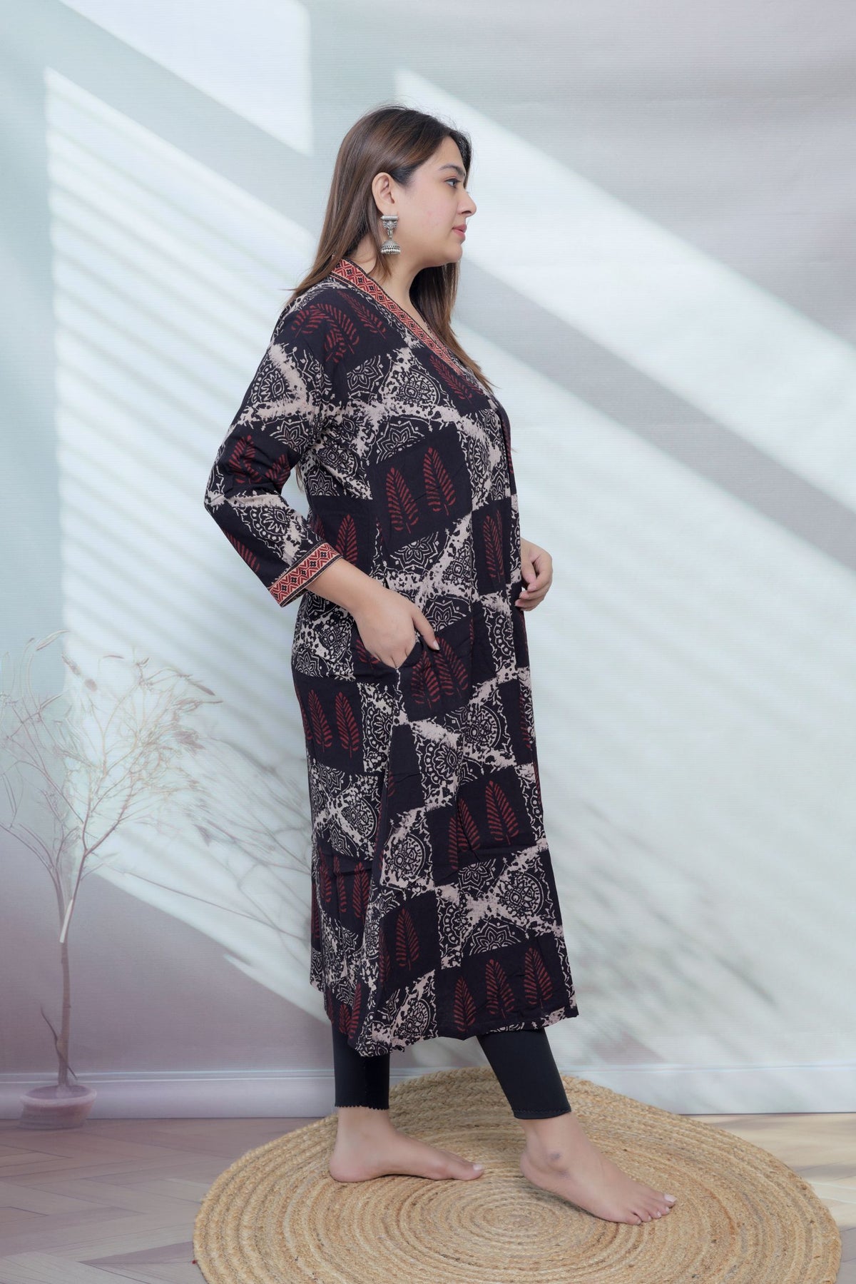 Diya Ajarakh V neck A Line Cotton Kurti/One Piece