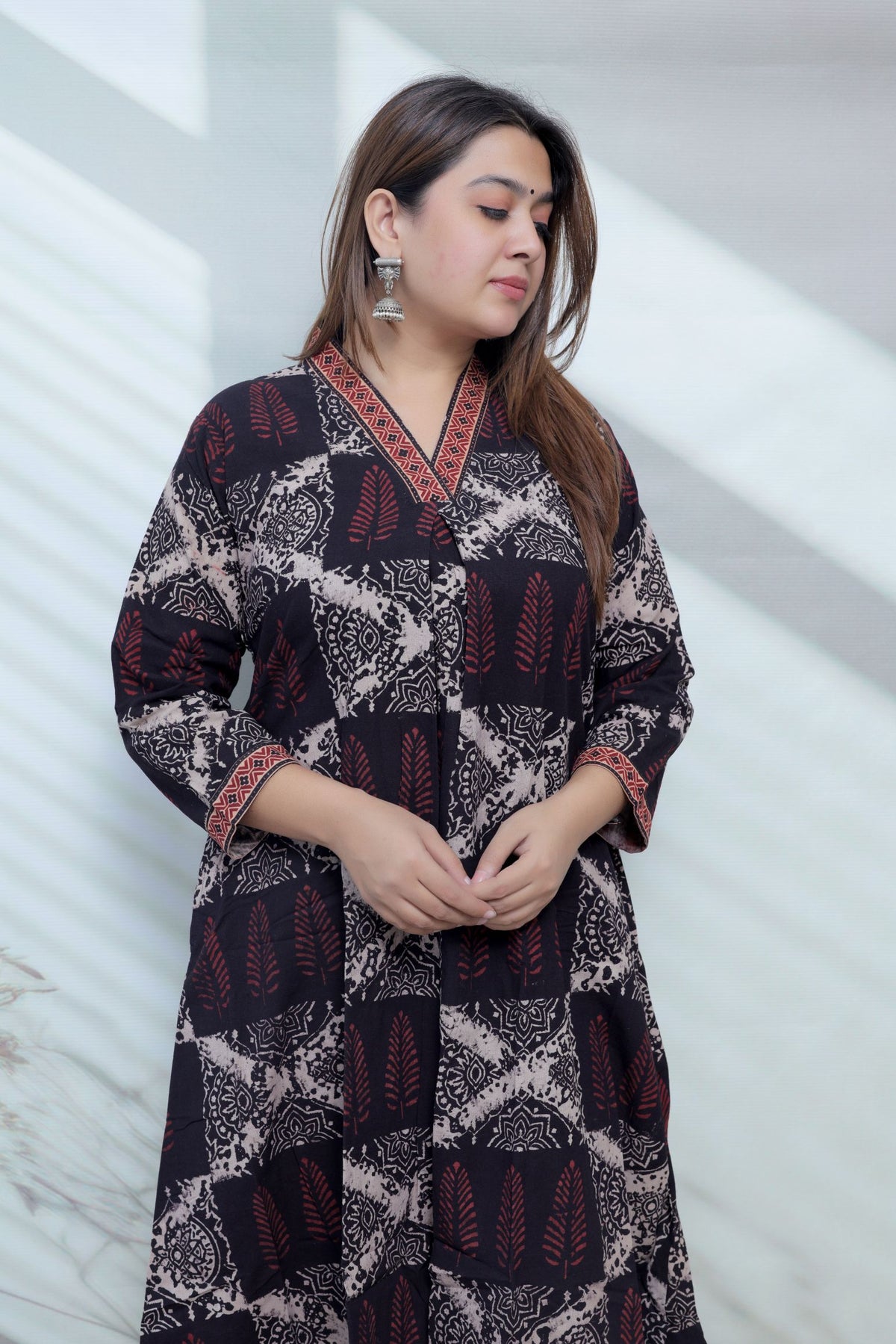Diya Ajarakh V neck A Line Cotton Kurti/One Piece