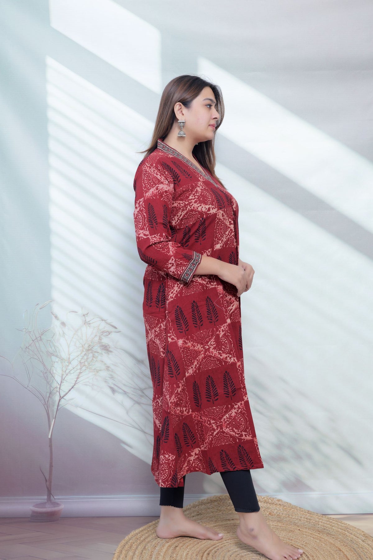 Diya Ajarakh V neck A Line Cotton Kurti/One Piece