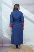 Sejal Plain Collar & Mirror A Line Cotton Kurti