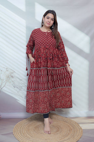 Naira Ajarakh Tessal Cotton Long Kurti/One Piece