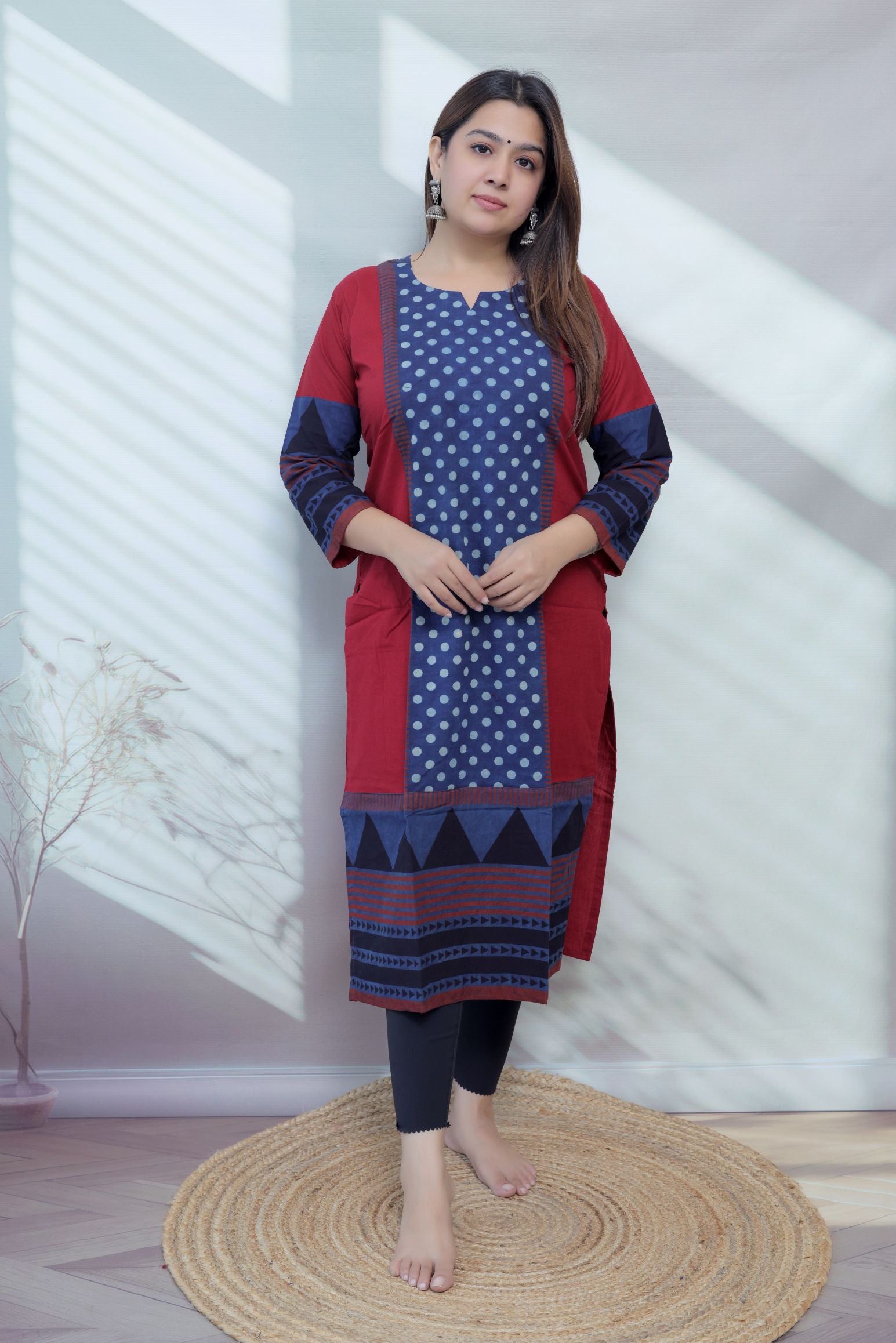 Bhoomi Ajarakh Dot Cotton Straight Kurti