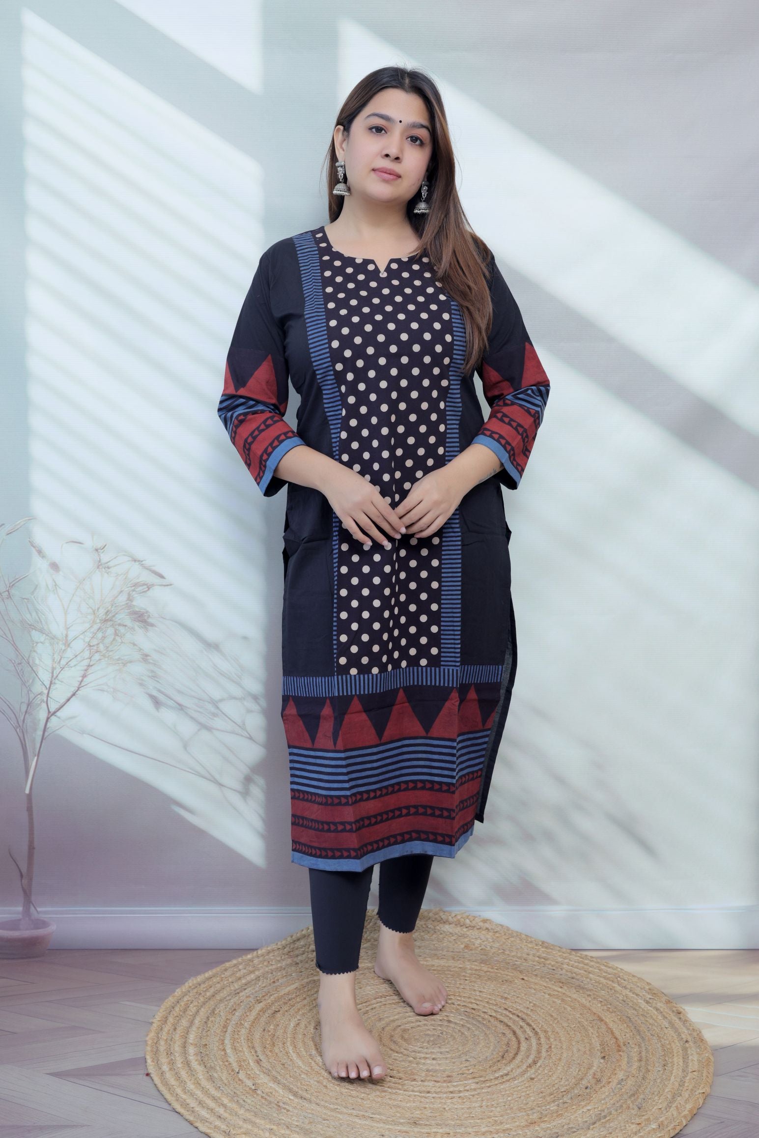 Bhoomi Ajarakh Dot Cotton Straight Kurti