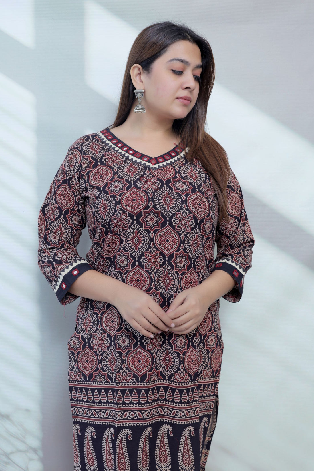 Ananya Ajarakh Mirror Cotton Straight Kurti