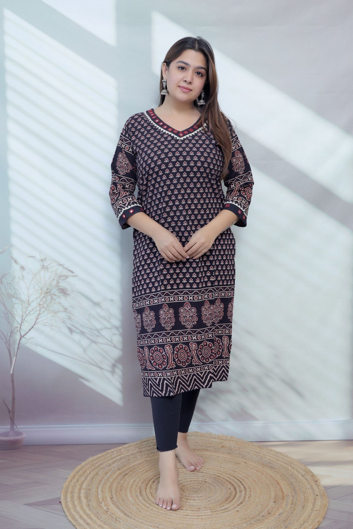Ananya Ajarakh Mirror Cotton Straight Kurti