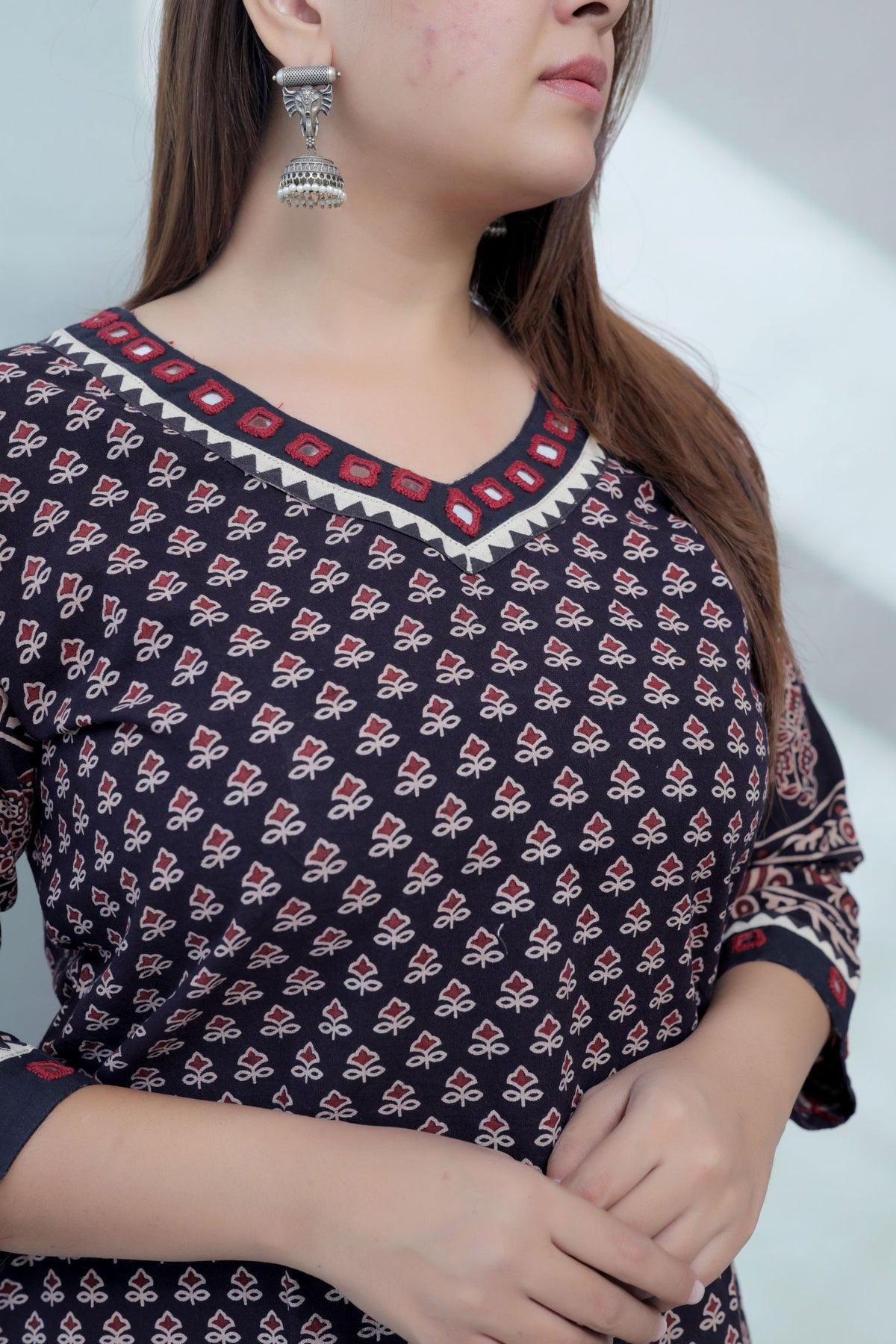 Ananya Ajarakh Mirror Cotton Straight Kurti