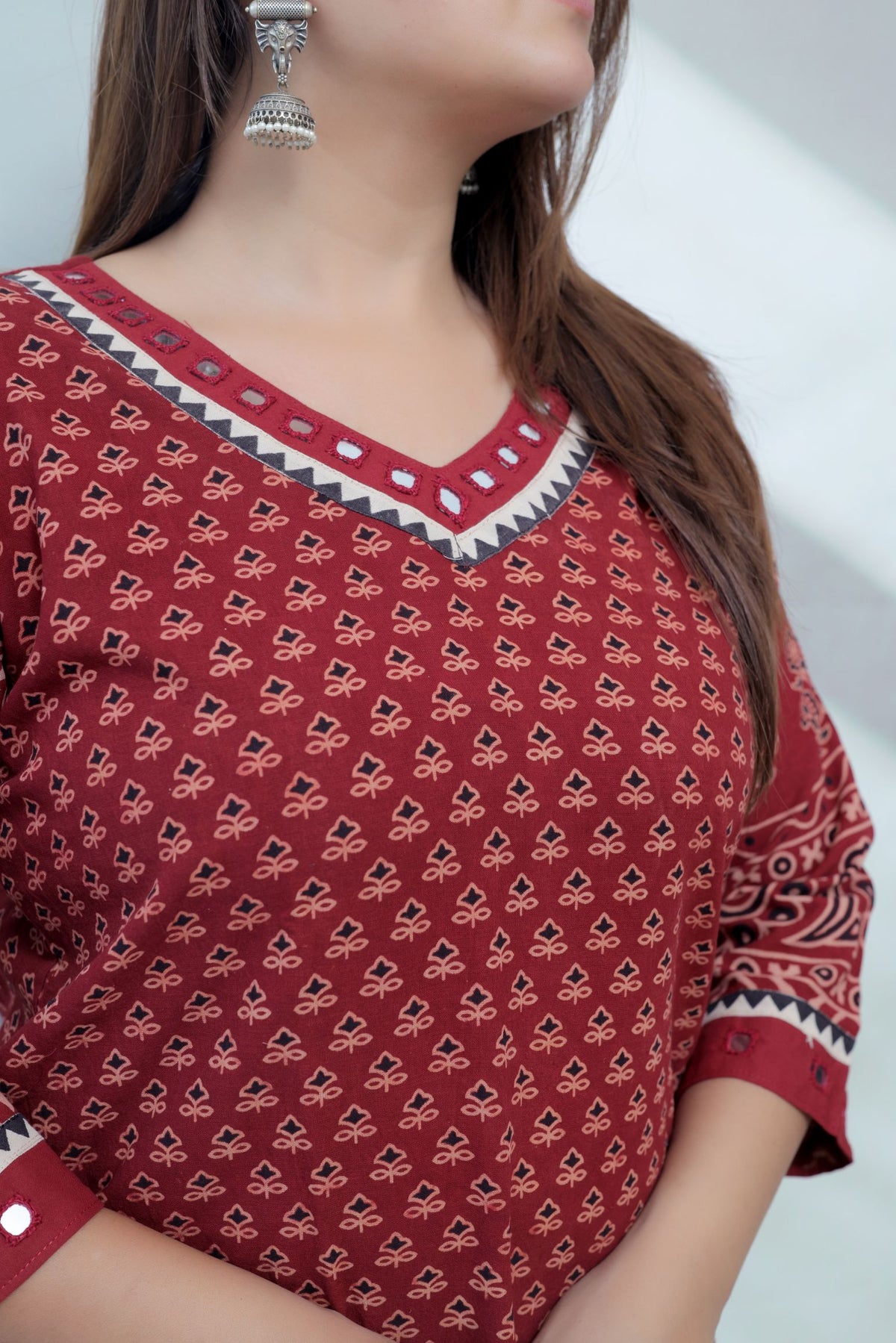 Ananya Ajarakh Mirror Cotton Straight Kurti