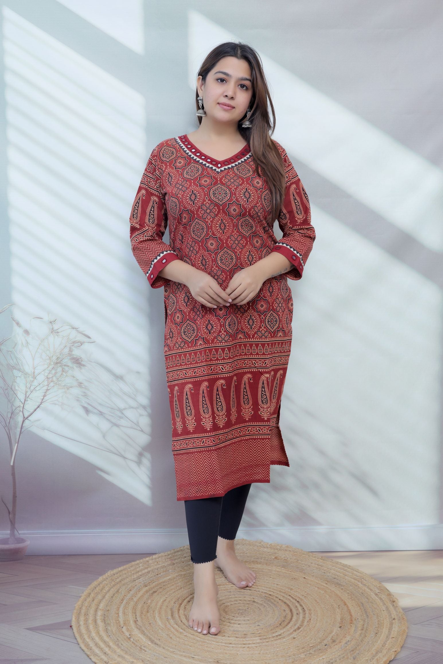 Ananya Ajarakh Mirror Cotton Straight Kurti