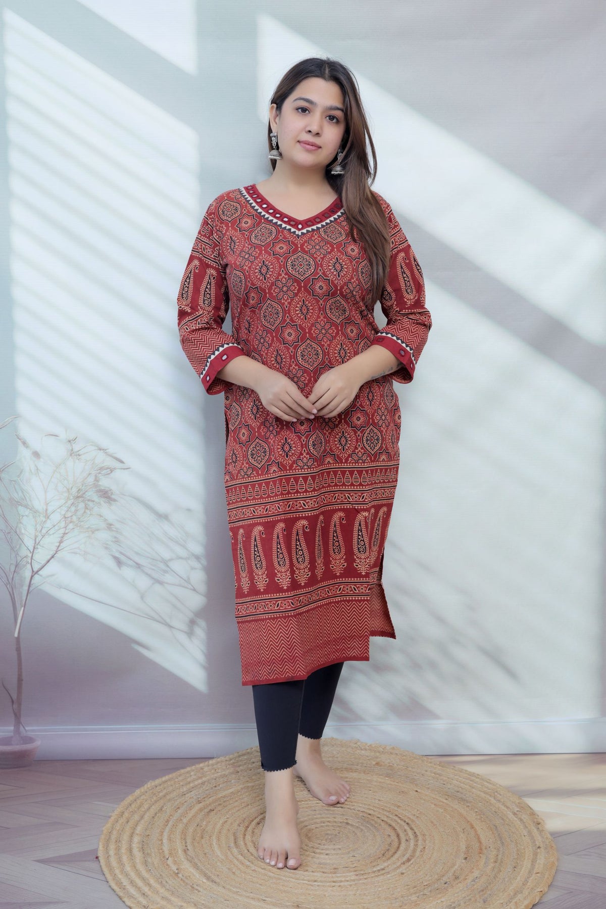 Ananya Ajarakh Mirror Cotton Straight Kurti