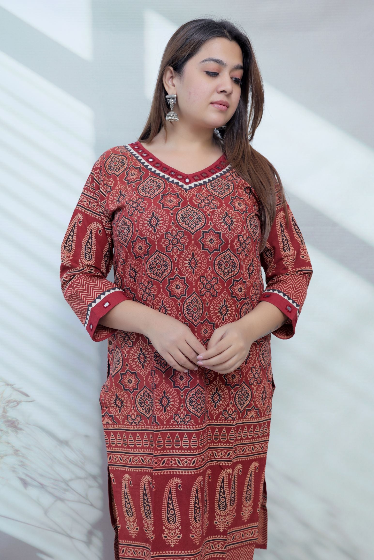 Ananya Ajarakh Mirror Cotton Straight Kurti
