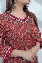 Ananya Ajarakh Mirror Cotton Straight Kurti