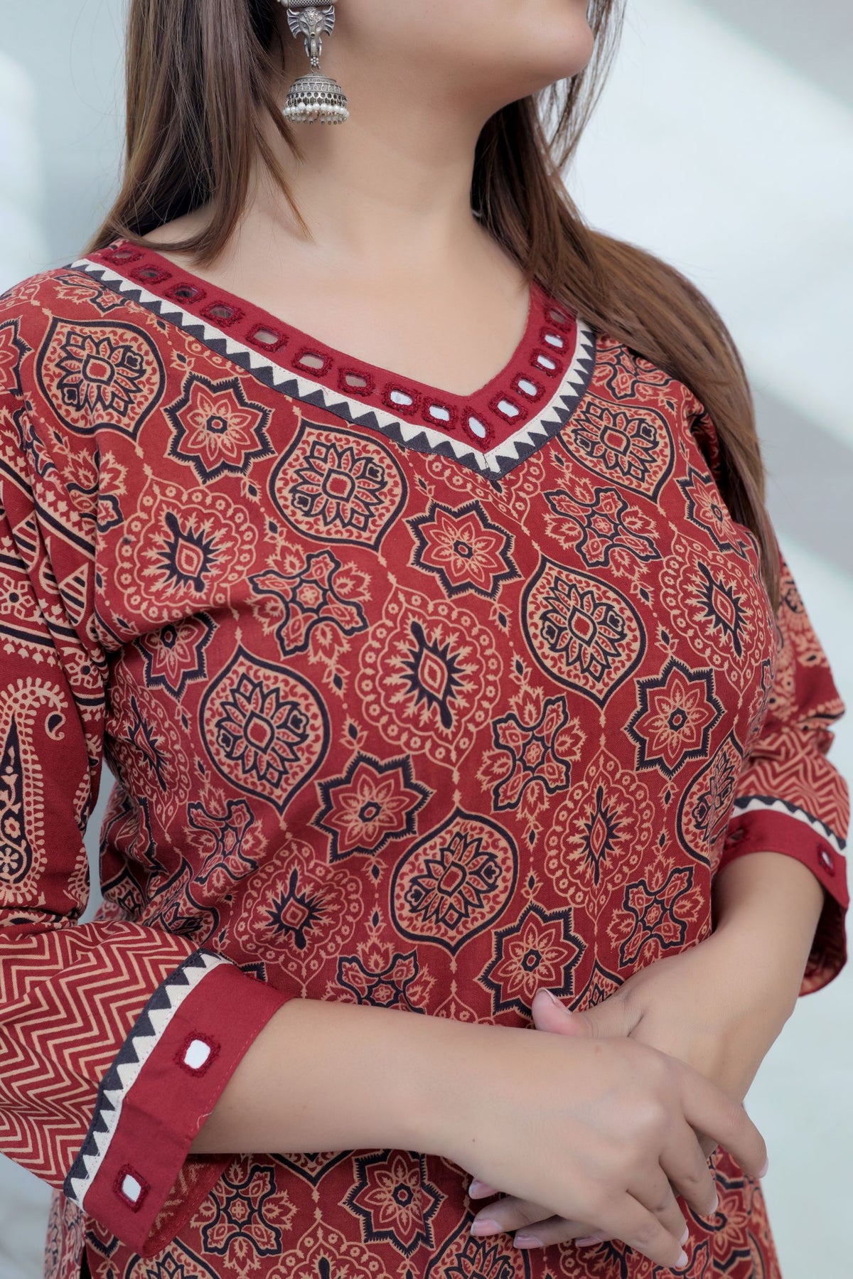 Ananya Ajarakh Mirror Cotton Straight Kurti