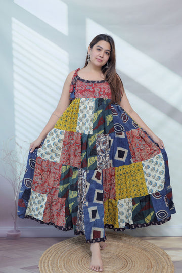 Maira Multi Ajarakh Patchwork Cotton Kurti/One Piece
