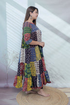 Manvi Multi Ajarakh Patchwork Cotton Kurti/One piece