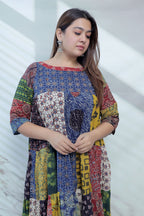 Manvi Multi Ajarakh Patchwork Cotton Kurti/One piece