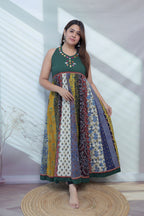 Misha Multi Ajarakh Mirror Cotton Kurti/One Piece