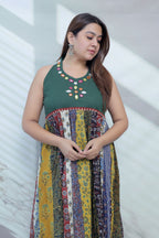 Misha Multi Ajarakh Mirror Cotton Kurti/One Piece
