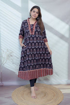 Ria Black Ajarakh Buta Natural Dye Cotton Kurti