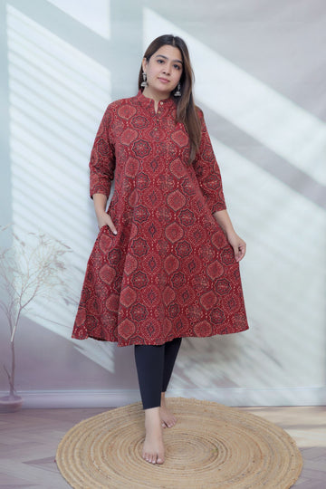 Roohi Ajarakh Blockprint A Line Cotton Kurti