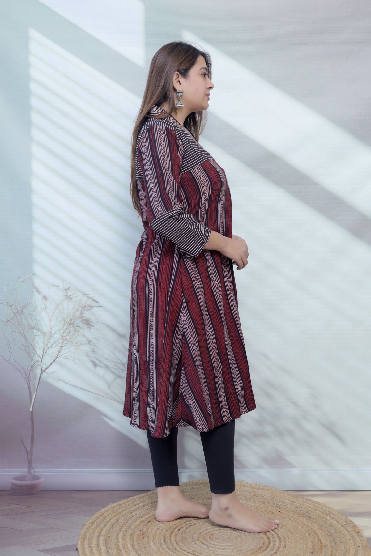 Bhagya Black Blockprint Lining A line Cotton Kurti