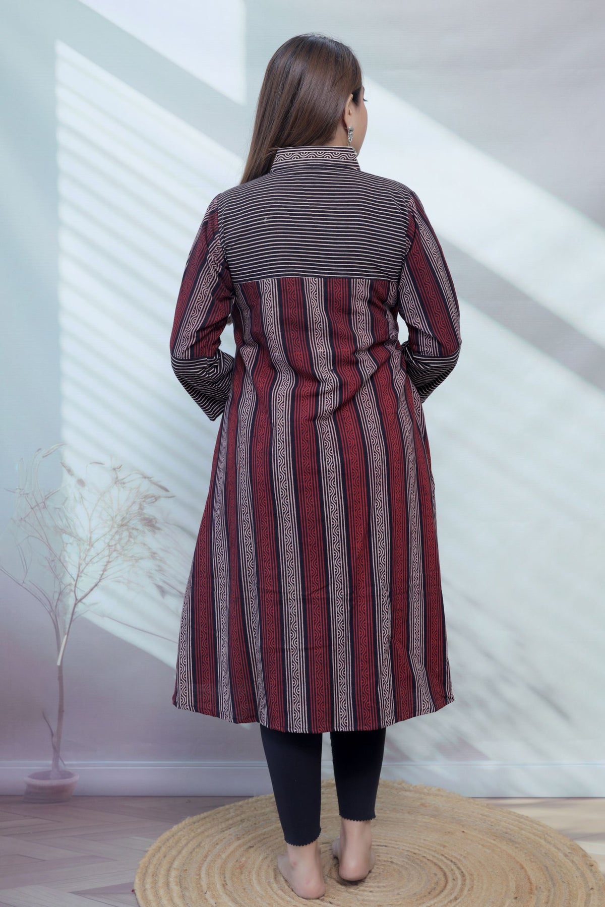 Bhagya Black Blockprint Lining A line Cotton Kurti