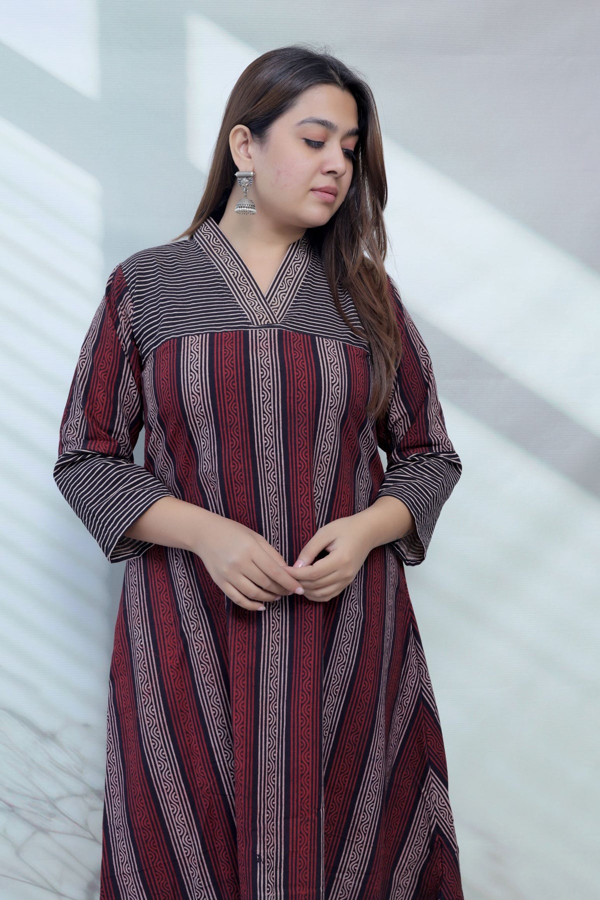 Bhagya Black Blockprint Lining A line Cotton Kurti