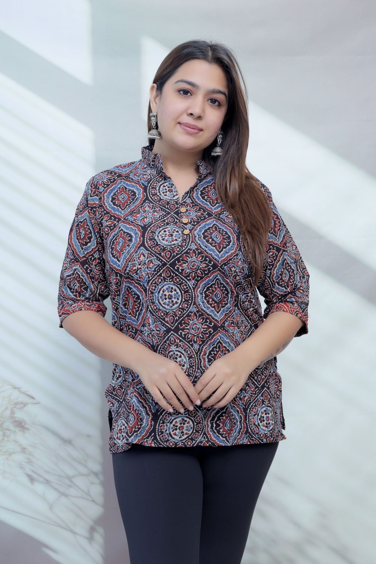 Ruhi Ajarakh Blockprinted Cotton Short Top