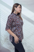 Ruhi Ajarakh Blockprinted Cotton Short Top