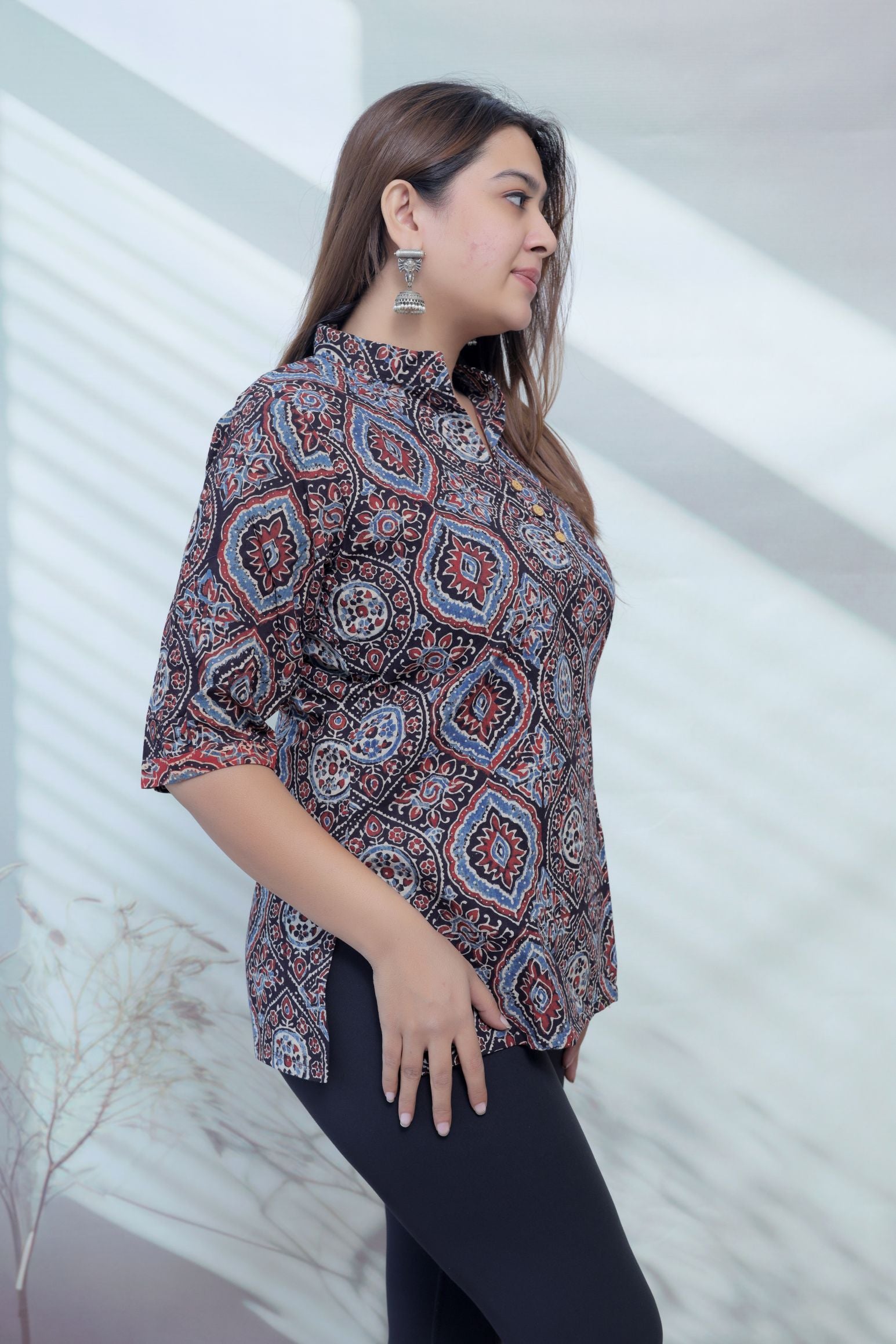 Ruhi Ajarakh Blockprinted Cotton Short Top