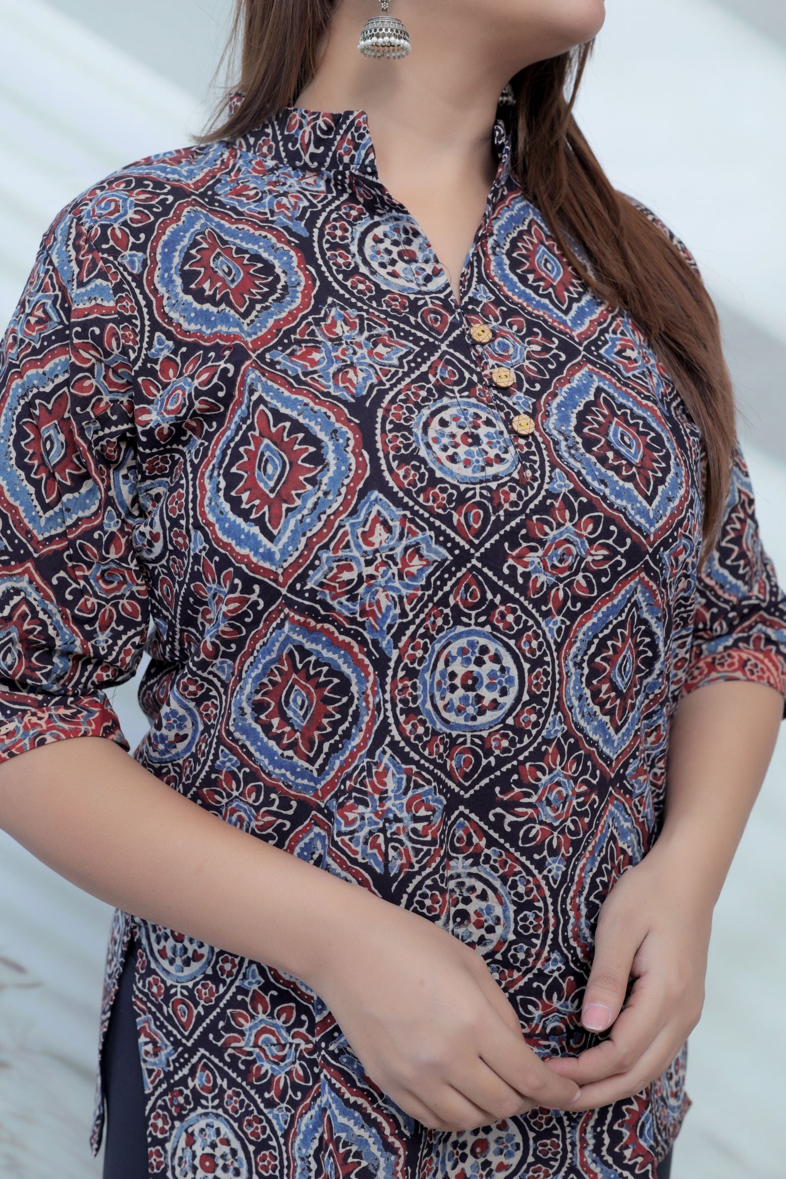 Ruhi Ajarakh Blockprinted Cotton Short Top