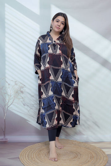 Keshvi Ajarakh Modal Silk One piece Kurti
