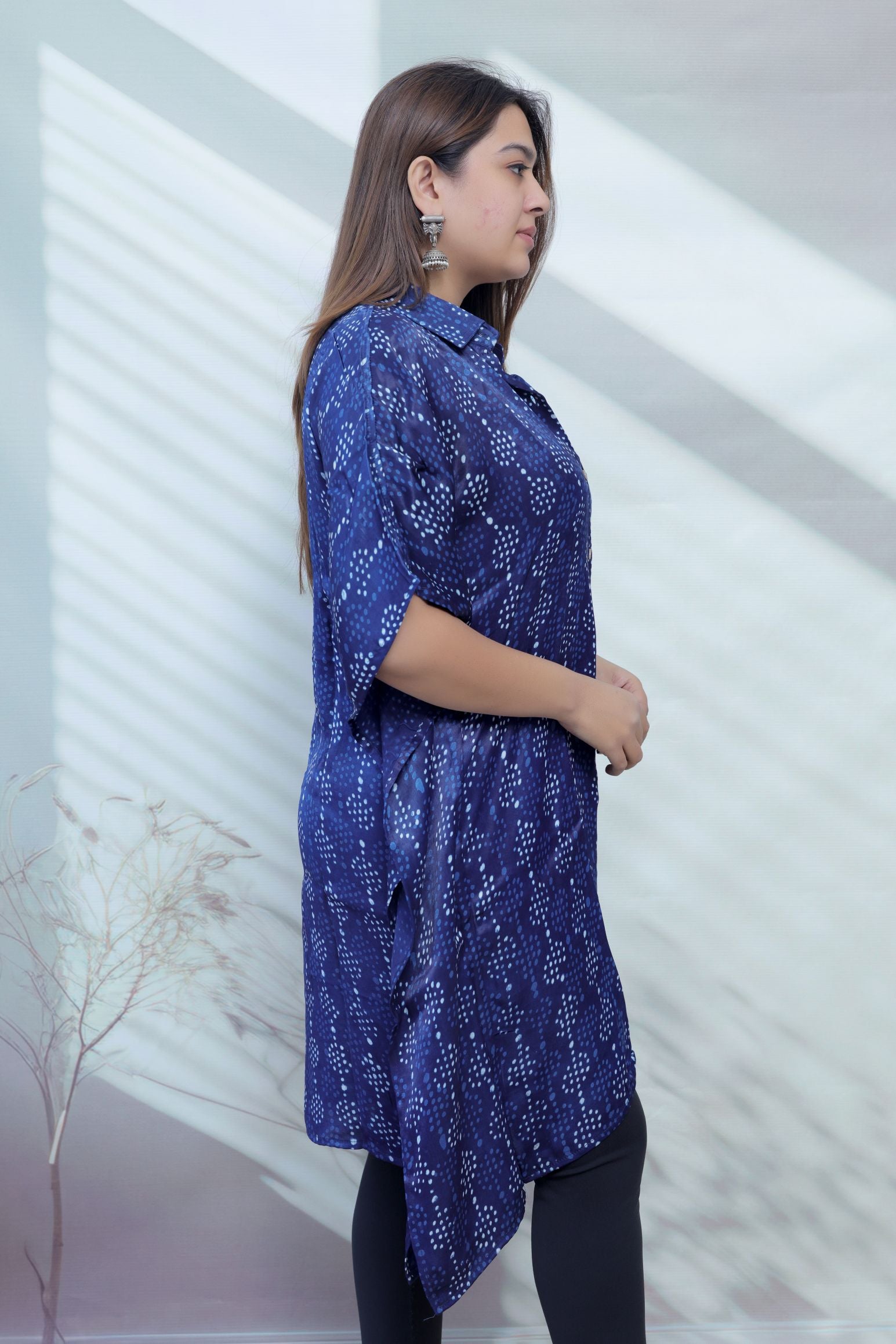 Ela Indigo Dabu Modal Silk Kaftaan
