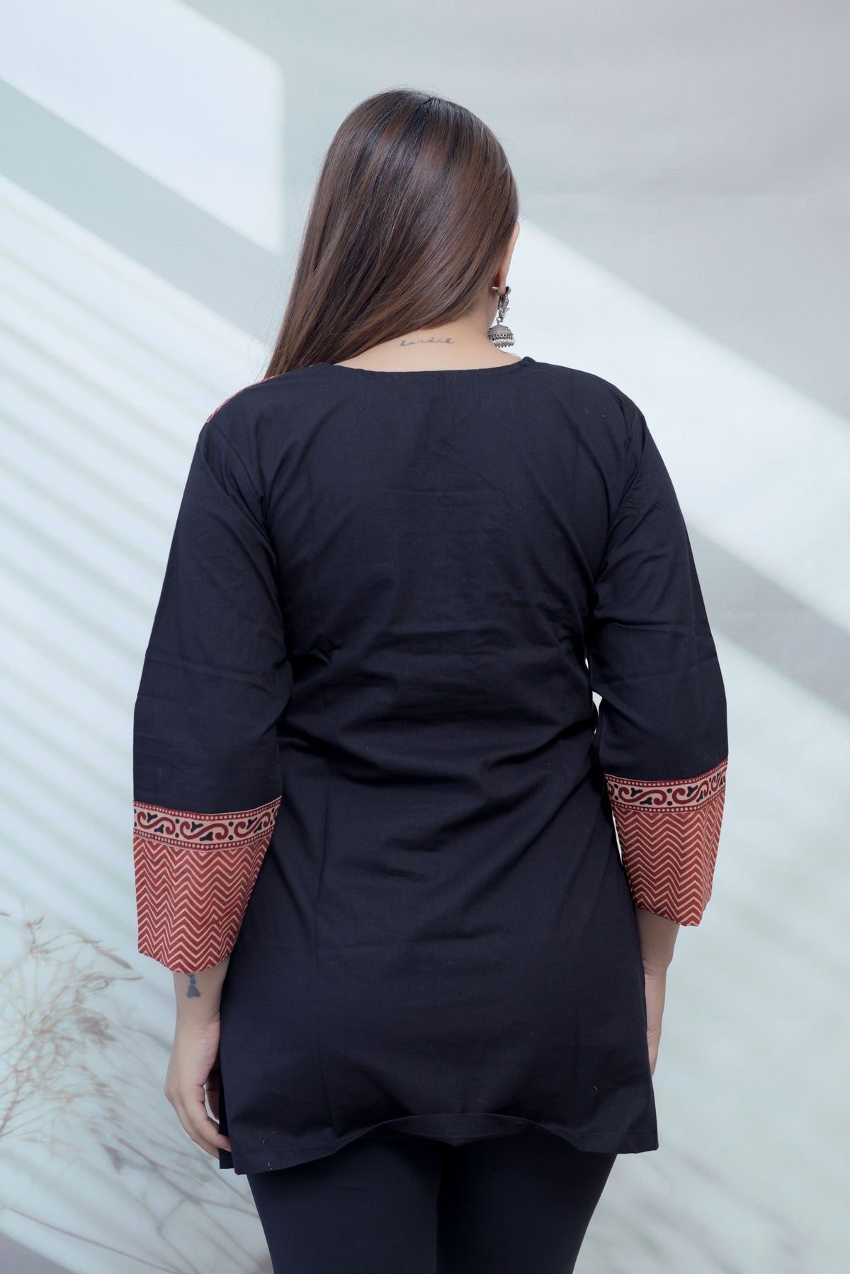 Bella Plain Ajarakh Yoke Mirror Short Top