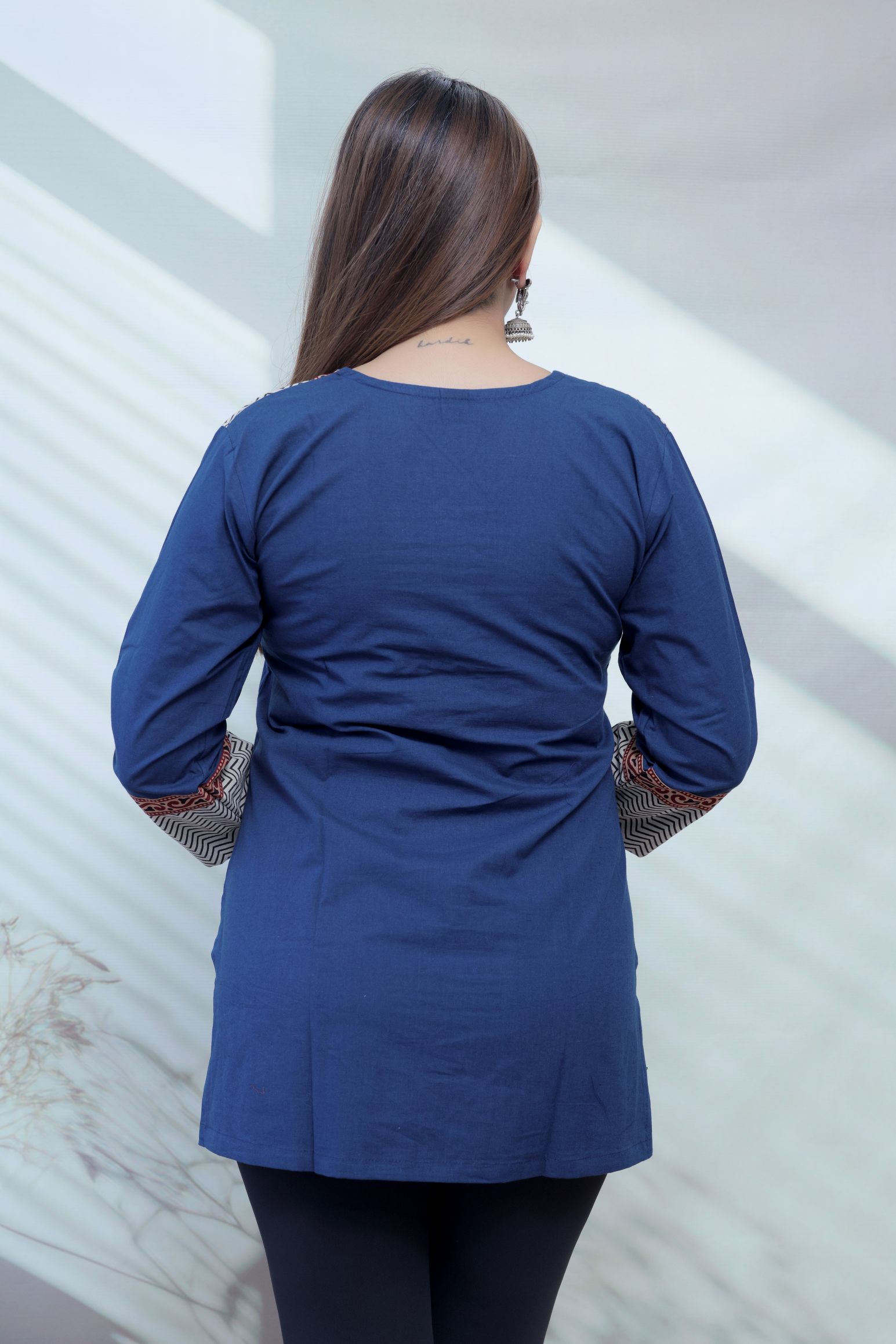 Bella Plain Ajarakh Yoke Mirror Short Top