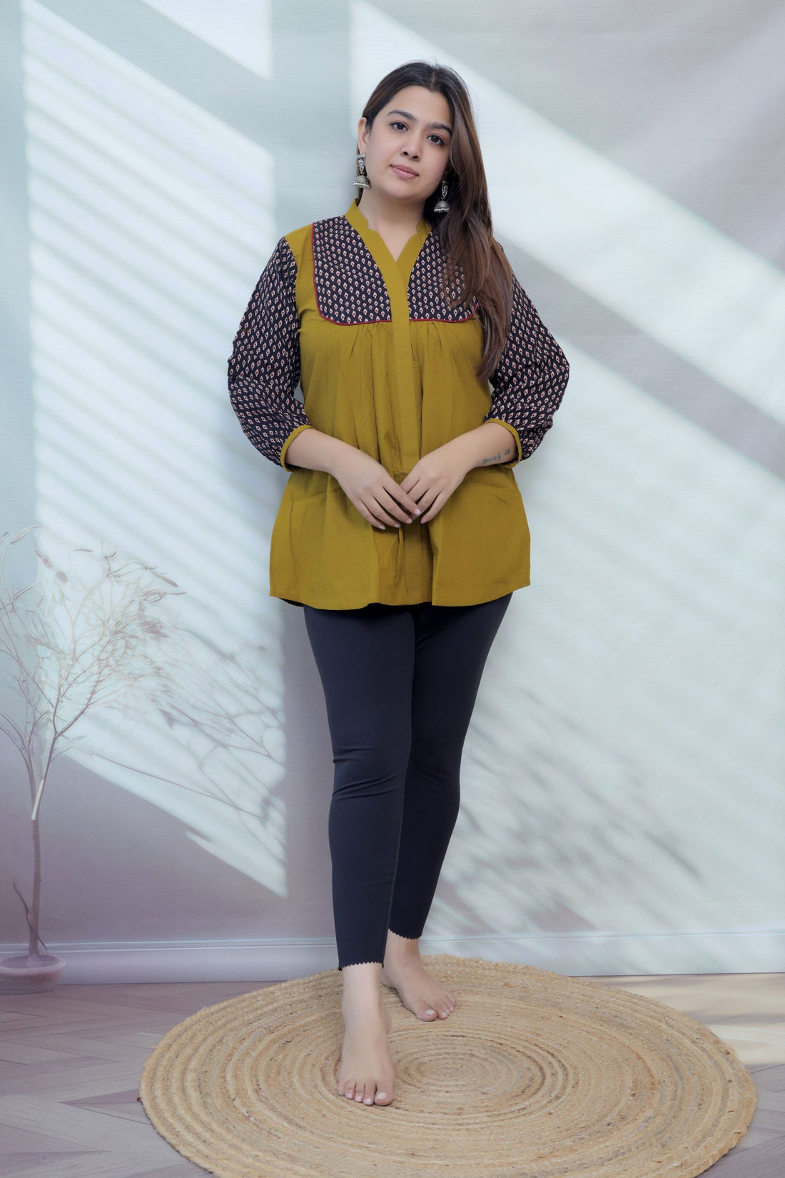 Kiara Plain-Ajarakh Cotton Short Top