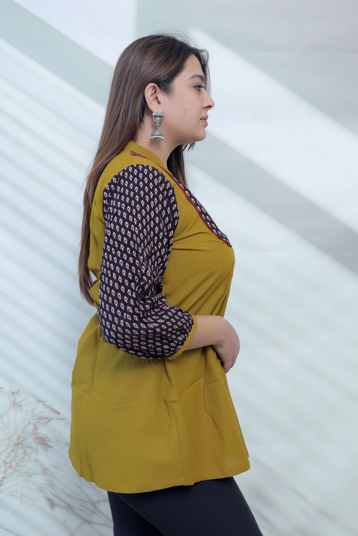 Kiara Plain-Ajarakh Cotton Short Top