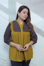 Kiara Plain-Ajarakh Cotton Short Top
