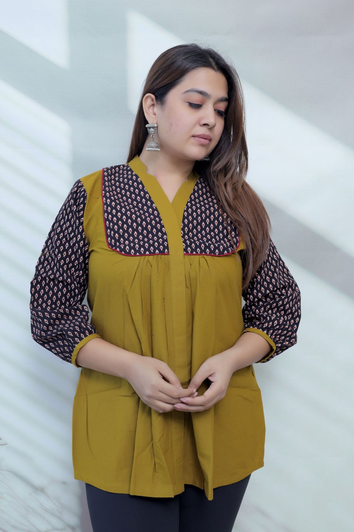 Kiara Plain-Ajarakh Cotton Short Top