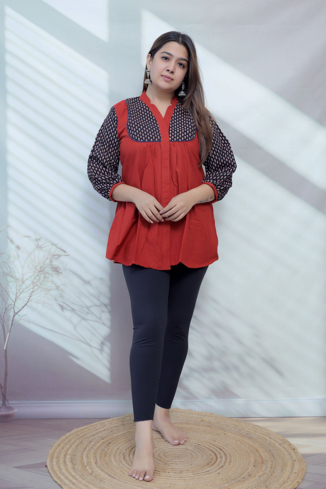 Kiara Plain-Ajarakh Cotton Short Top