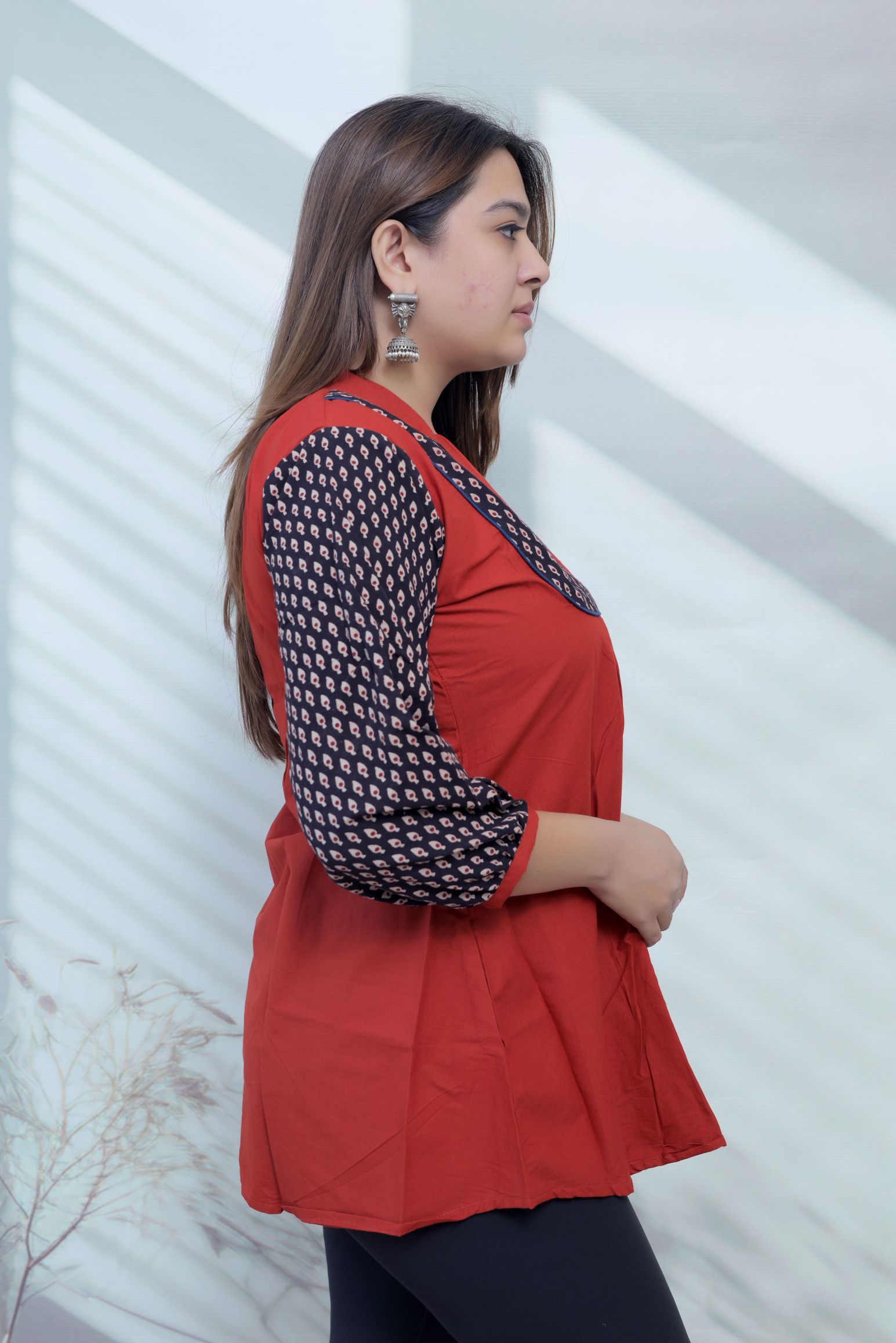 Kiara Plain-Ajarakh Cotton Short Top