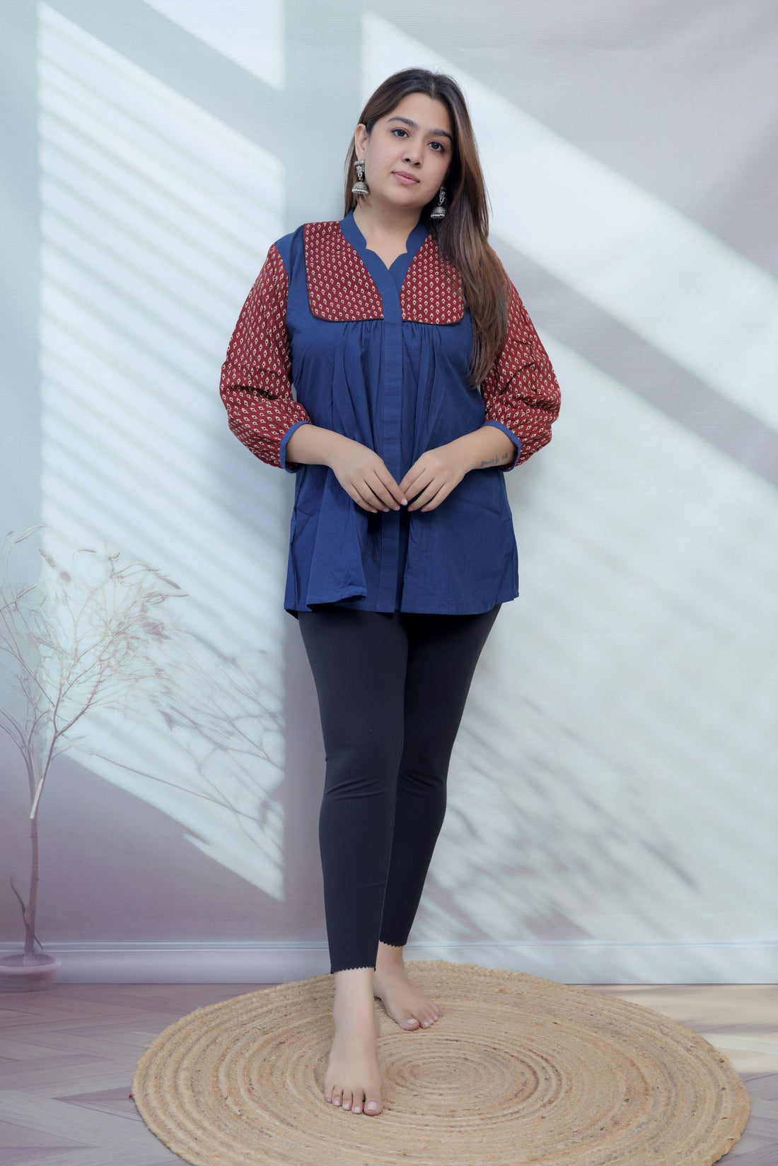 Kiara Plain-Ajarakh Cotton Short Top