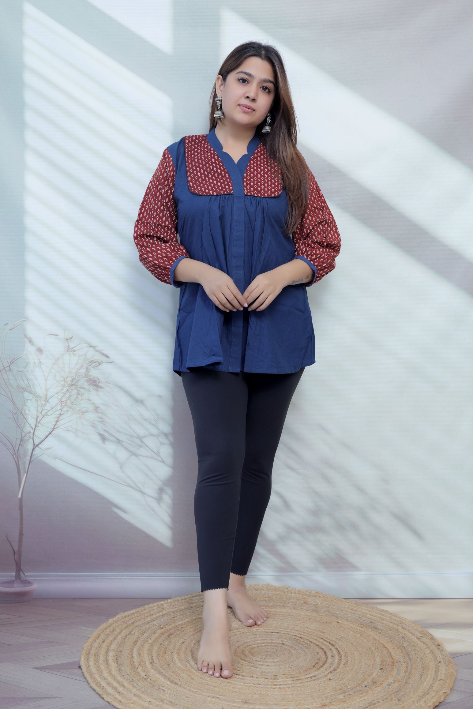 Kiara Plain-Ajarakh Cotton Short Top