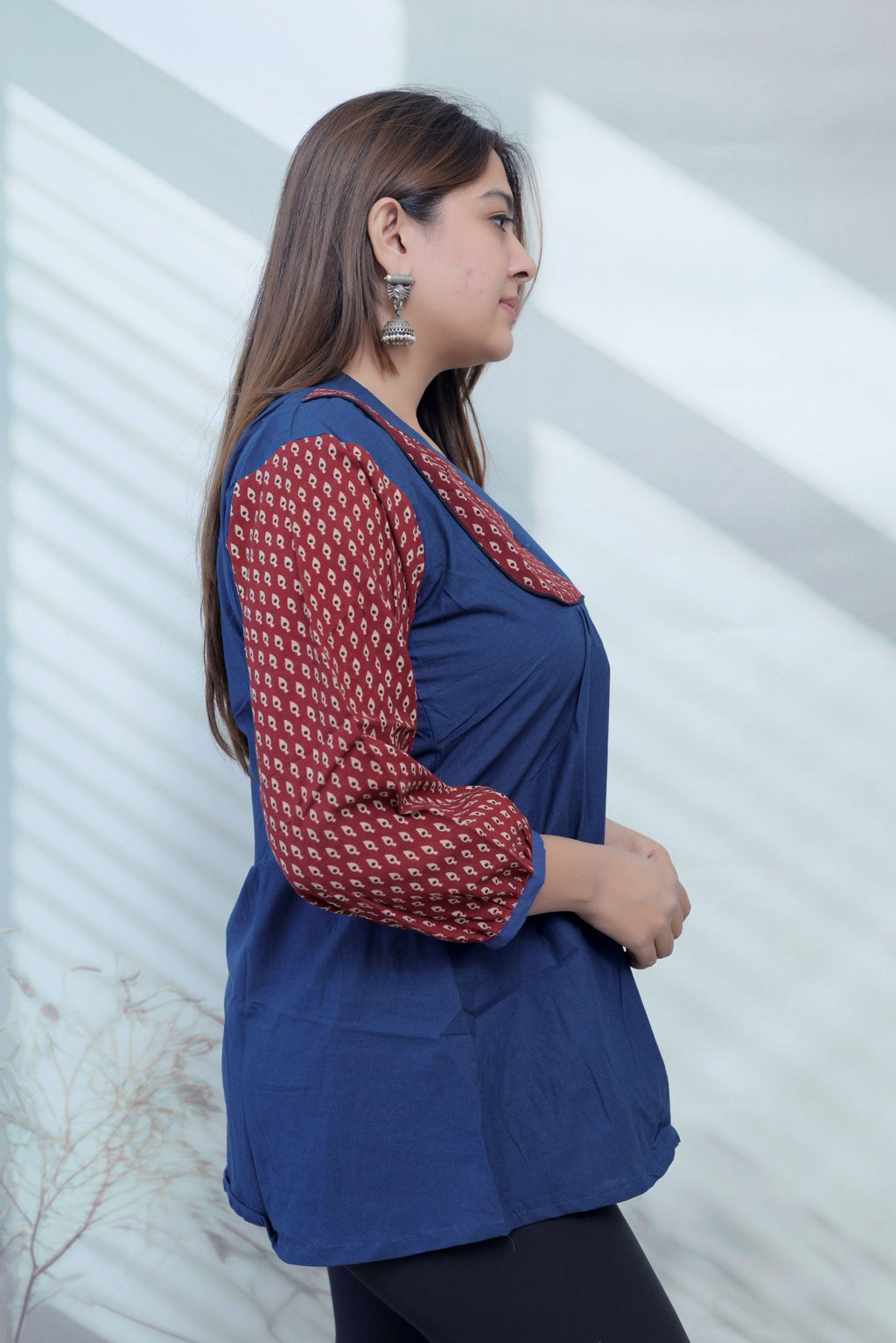 Kiara Plain-Ajarakh Cotton Short Top