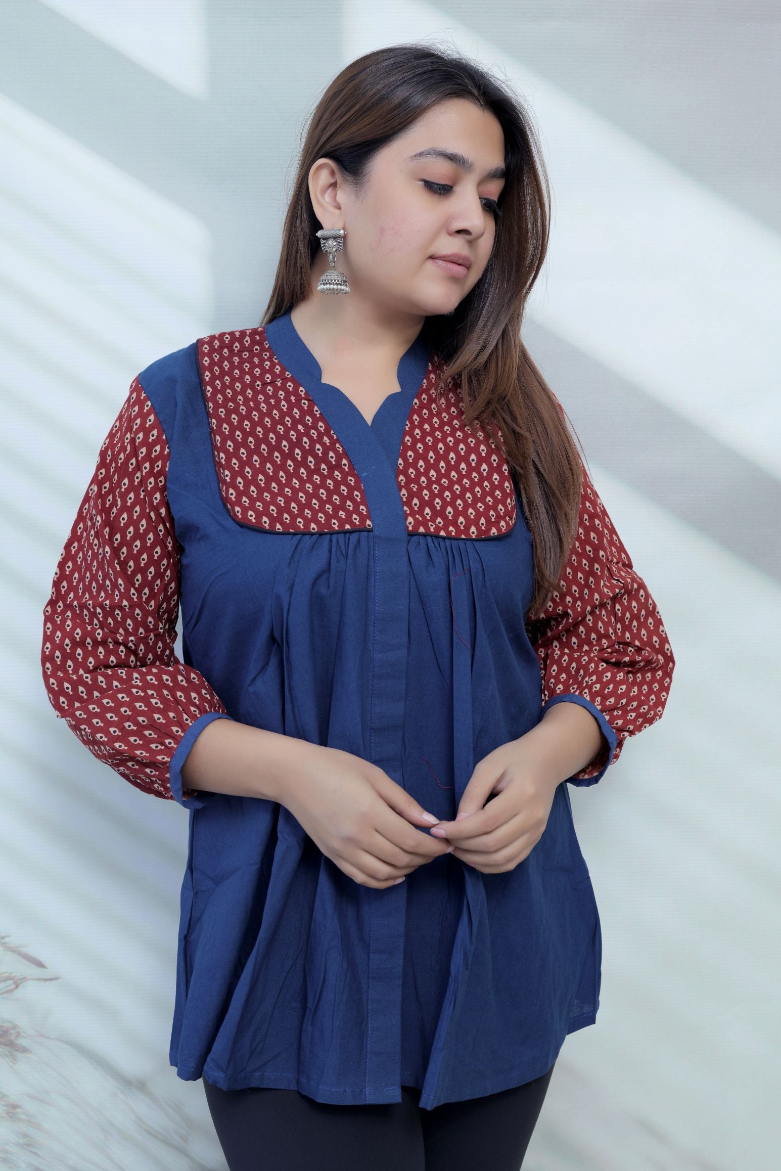 Kiara Plain-Ajarakh Cotton Short Top