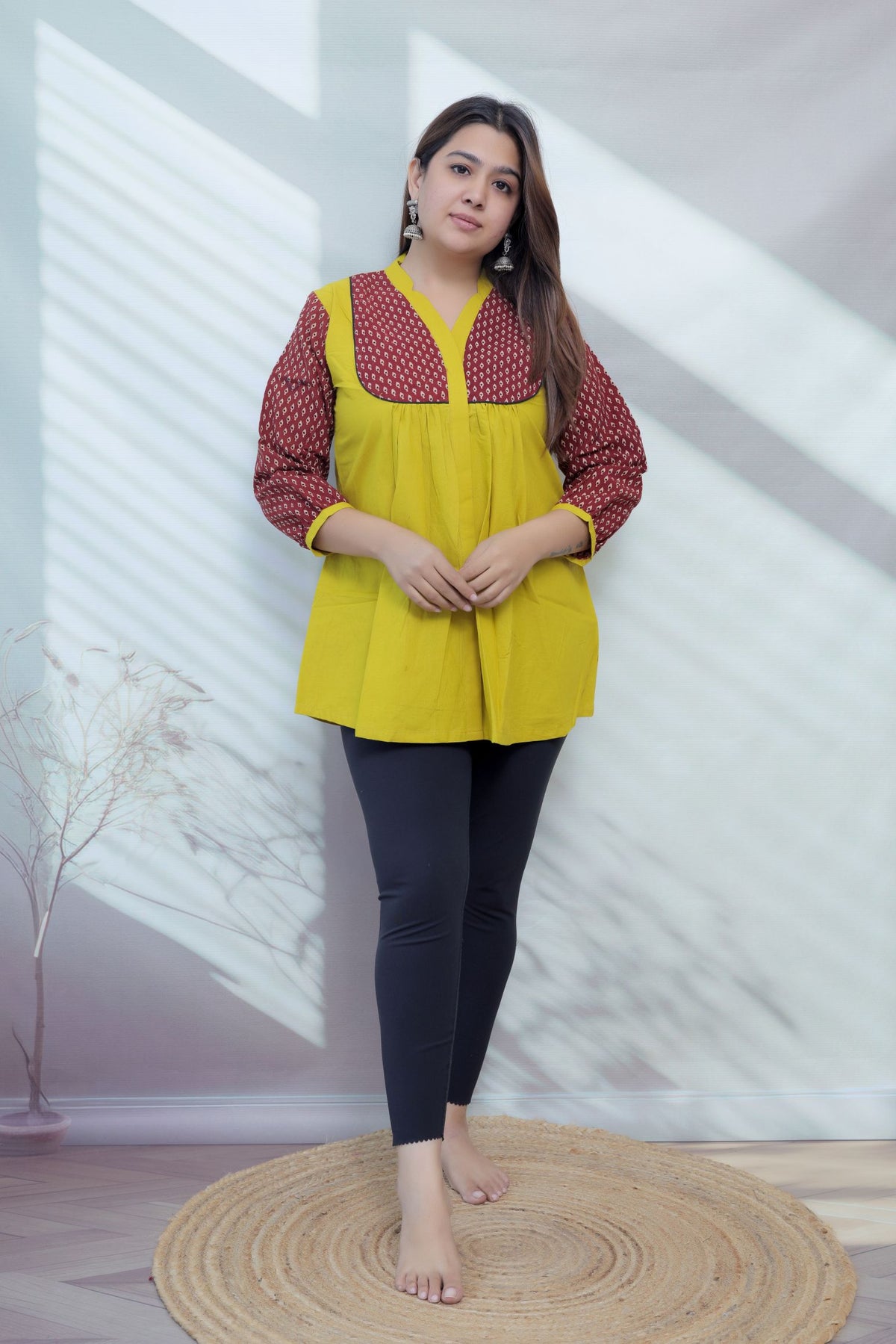 Kiara Plain-Ajarakh Cotton Short Top