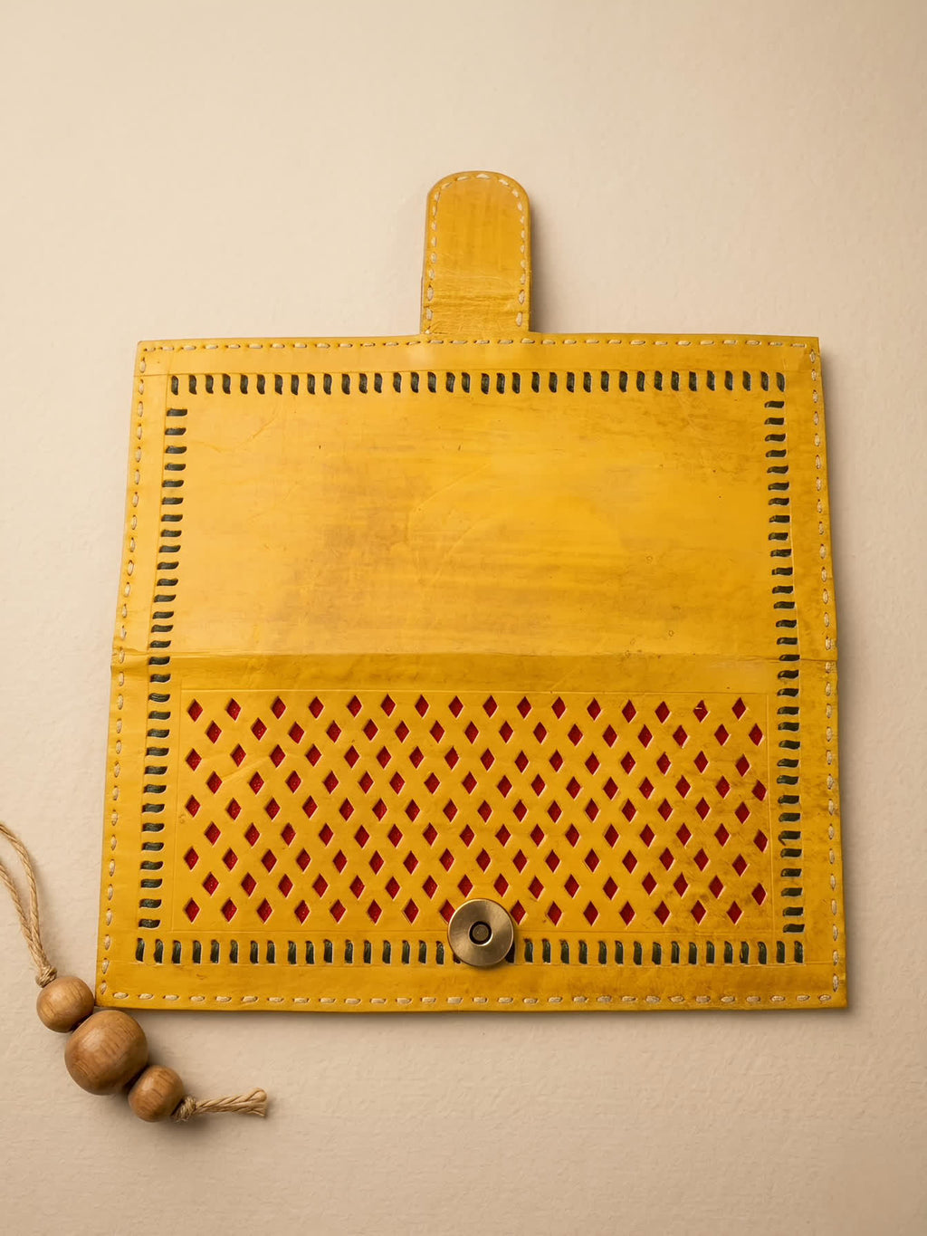 Yellow Punching Handcrafted Leather Wallet