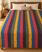 Handcrafted Ajarakh Patchwork Cotton Quilt / Rajai /Bedcover