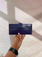 Blue Punching Flap Leather Wallet