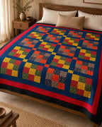 Handcrafted Ajarakh Patchwork Cotton Quilt / Rajai /Bedcover